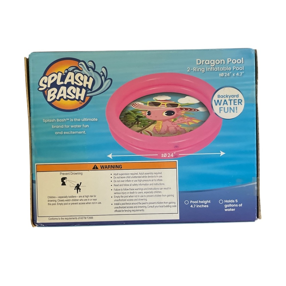 Splash Bash Pink Dragon Inflatable Pool - Picture 2 of 2